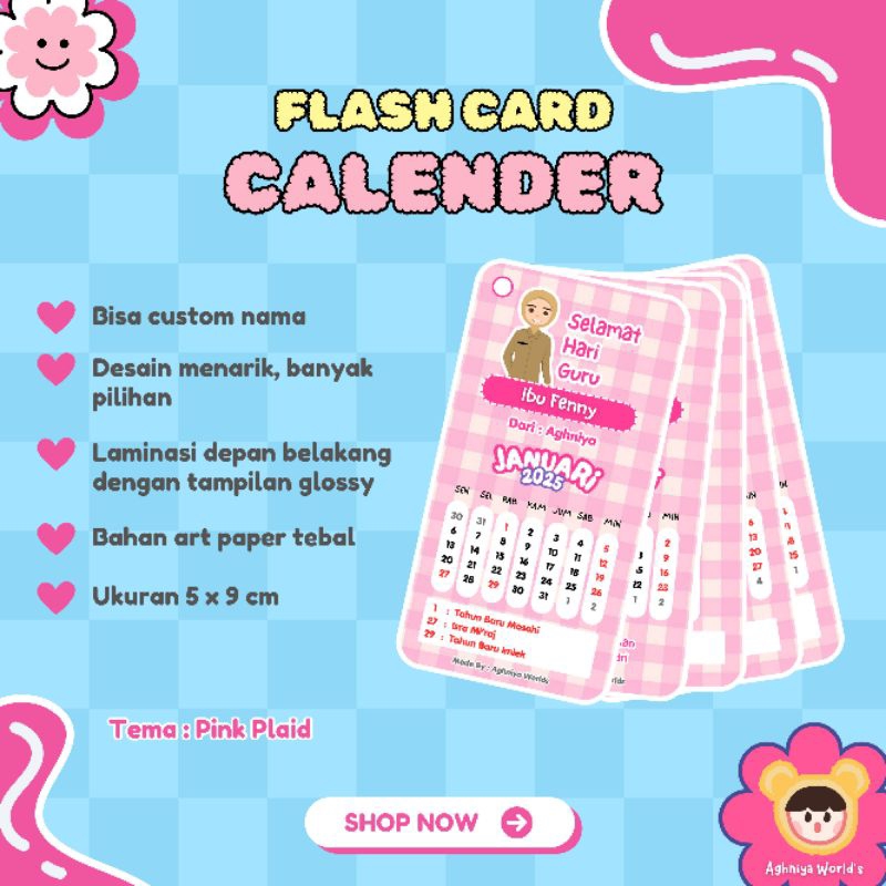 

Flash Card Calender / Ganci Kalender / Kalender 2025 - Hadiah Hari Guru / Ultah / Anniversary