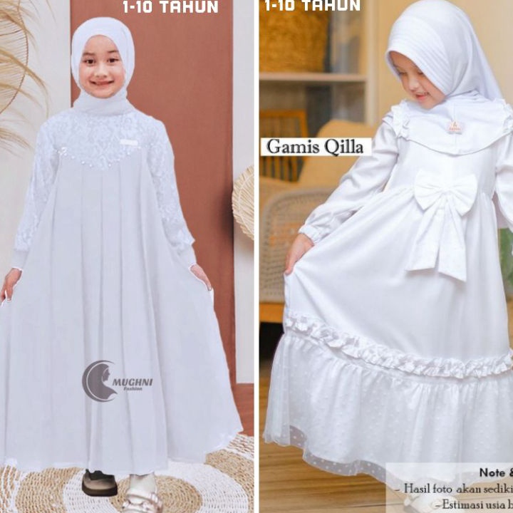 AMAN INARA Gamis Anak Putih 113 Tahun Gamis Anak Perempuan Manasik Anak Tk Baju Gamis Anak Putih