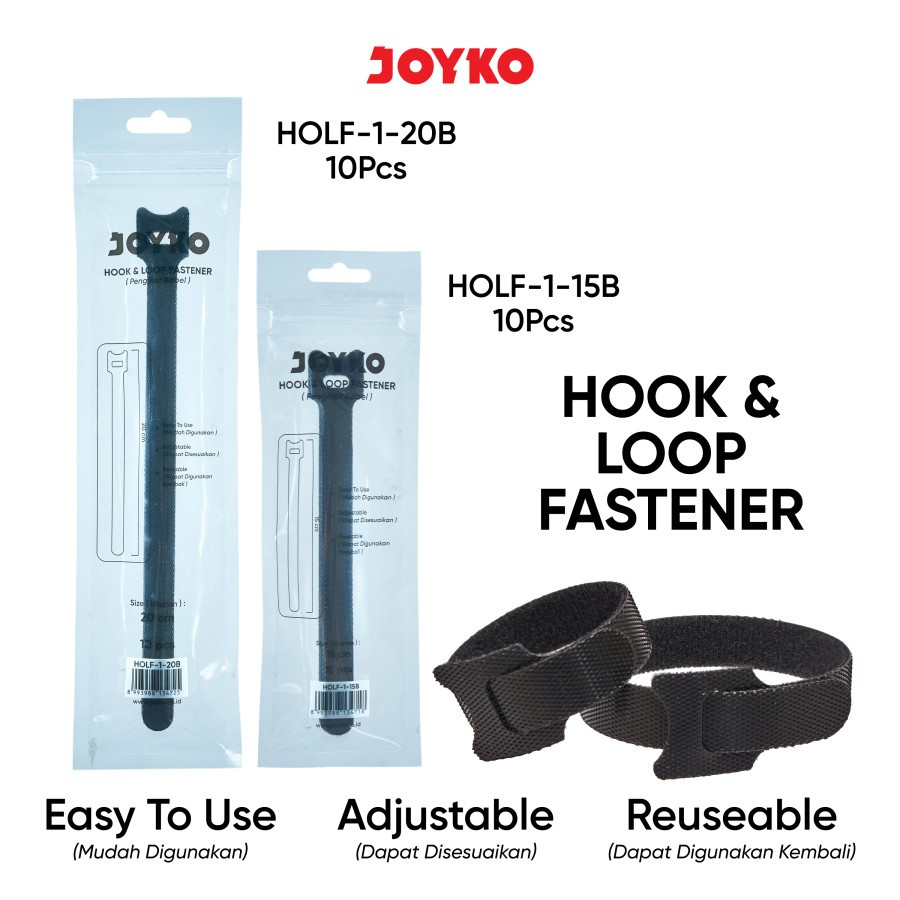 

Hook & Loop Fastener Joyko HOLF-1-15B dan 20B | Pengikat Kabel