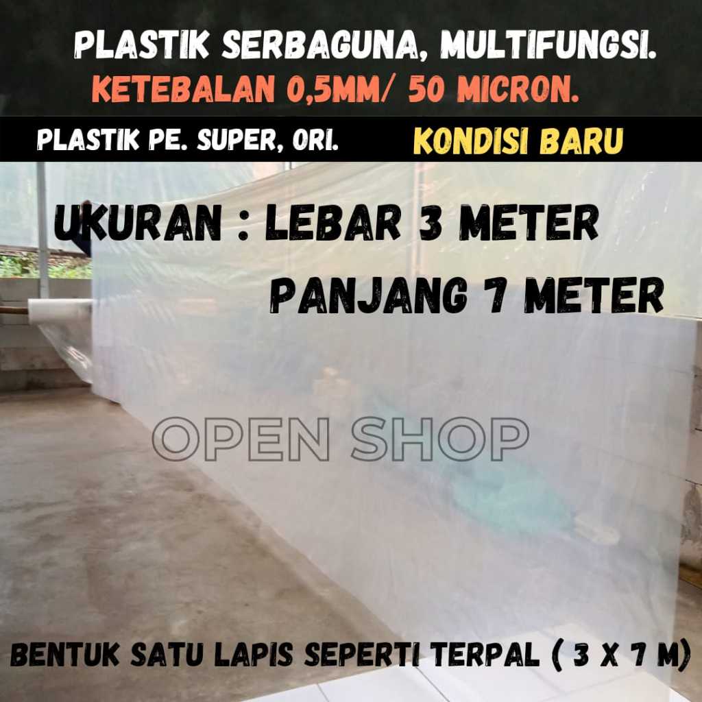 3x7 M. Plastik Serbaguna. Penutup Pelindung Pembungkus furniture, Atap Green House Peternak Budidaya