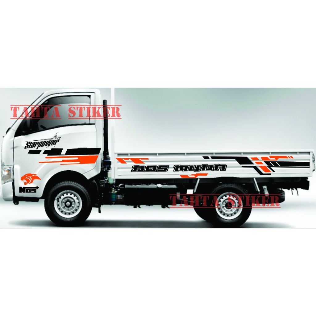 Sticker stiker mobil pickup traga stiker body samping mobil pick up isuzu traga custom text