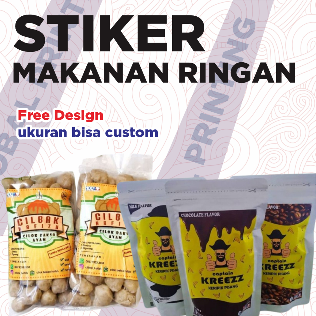 Stiker Label Makanan Kering Custom Branding Sendiri