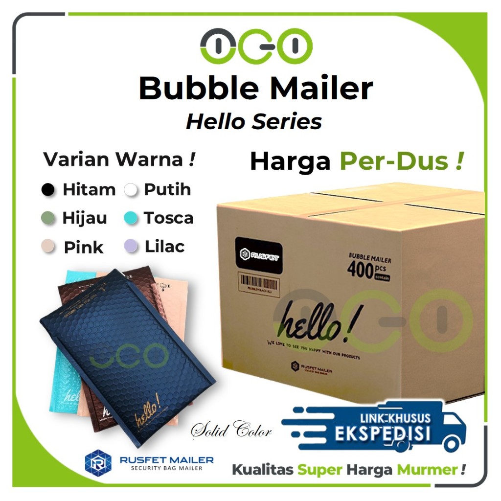 

Amplop Bubble Mailer HARGA PER-DUS Rusfet Hello Series / Security Bag Mailer Solid Color [EKSPEDISI]