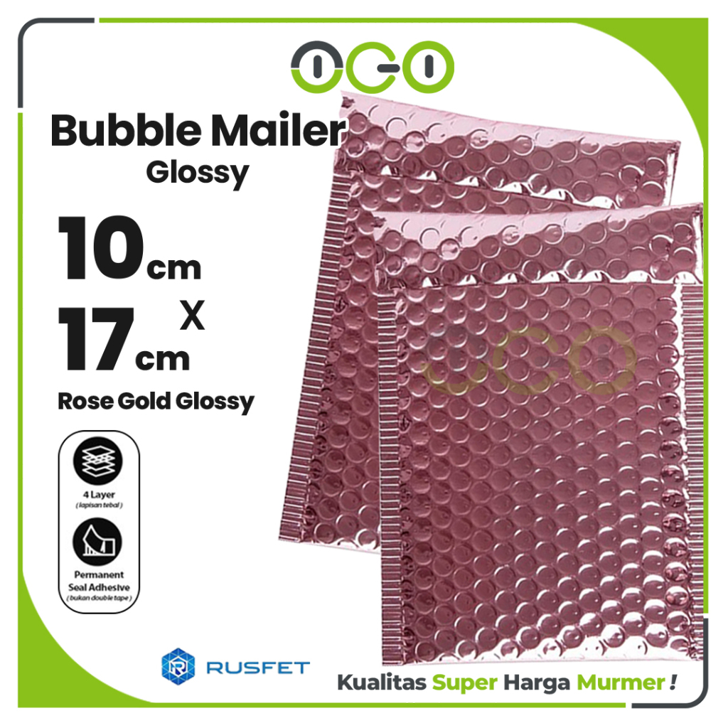 Amplop Bubble Mailer Pink Rosegold 10 x 17 cm Harga Ecer Satuan / Amplop Packing Olshop Hello Rusfet