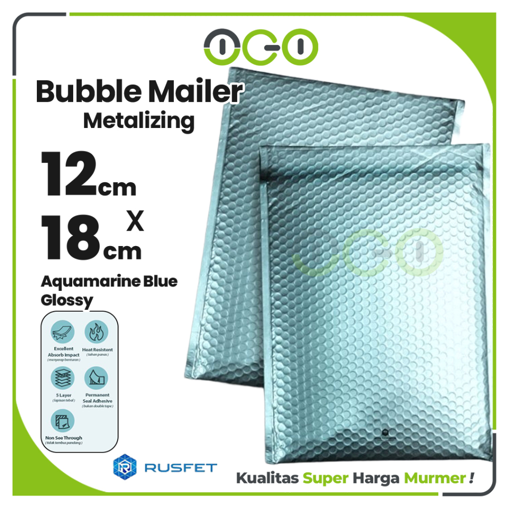 

Amplop Bubble Mailer Aquamarine Blue 12 x 18 cm Harga Satuan / Amplop Packing Olshop Hello Rusfet