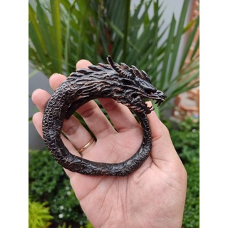Gelang akar Bahar hitam ukir naga full ukir naga bertanduk