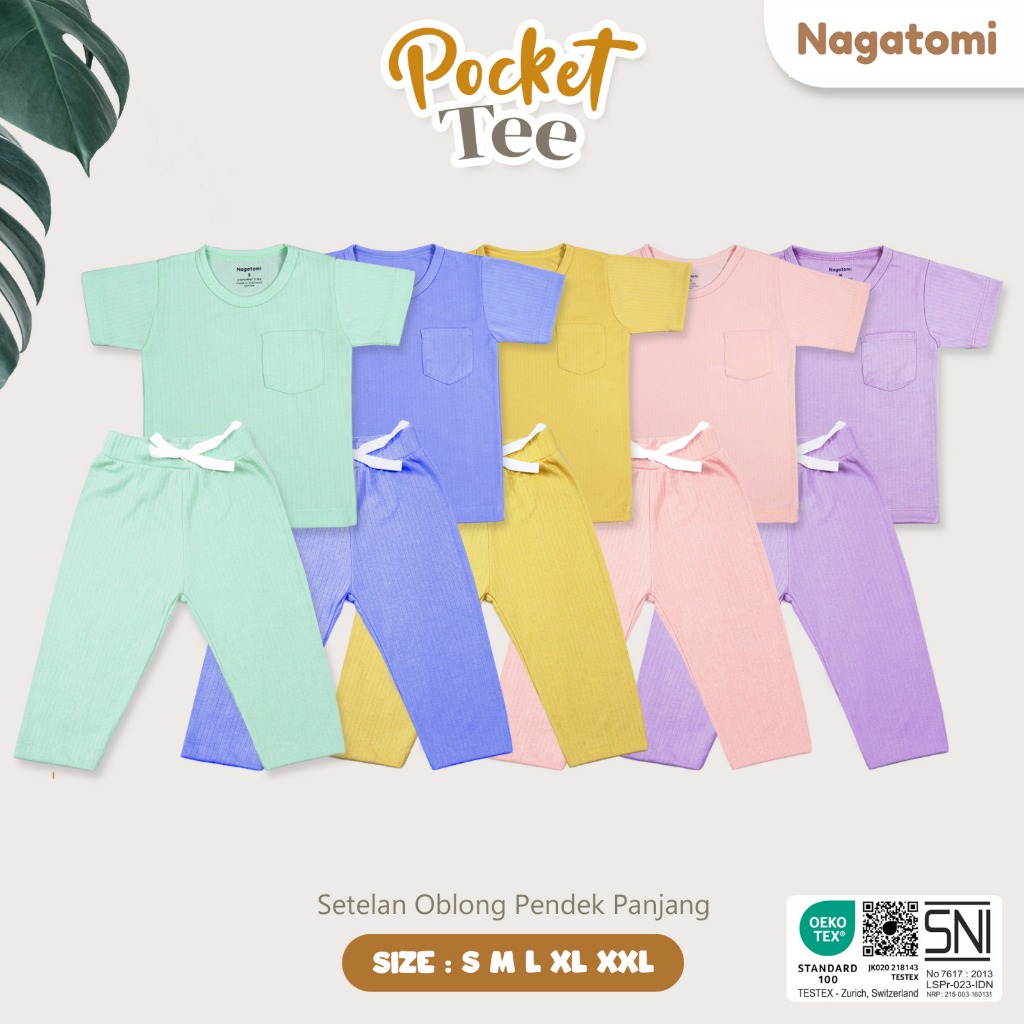 NAGATOMI - Setelan Baju Anak Pendek Celana Panjang Pocket Tee