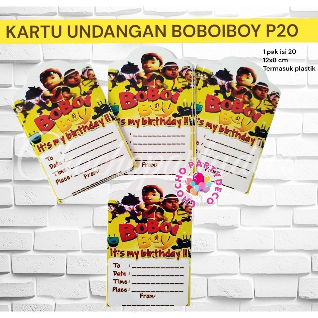 Kartu Undangan Ulang Tahun BOBOIBOY P20 Isi 20 pc / Kartu Undangan Ultah Anak Boboiboy