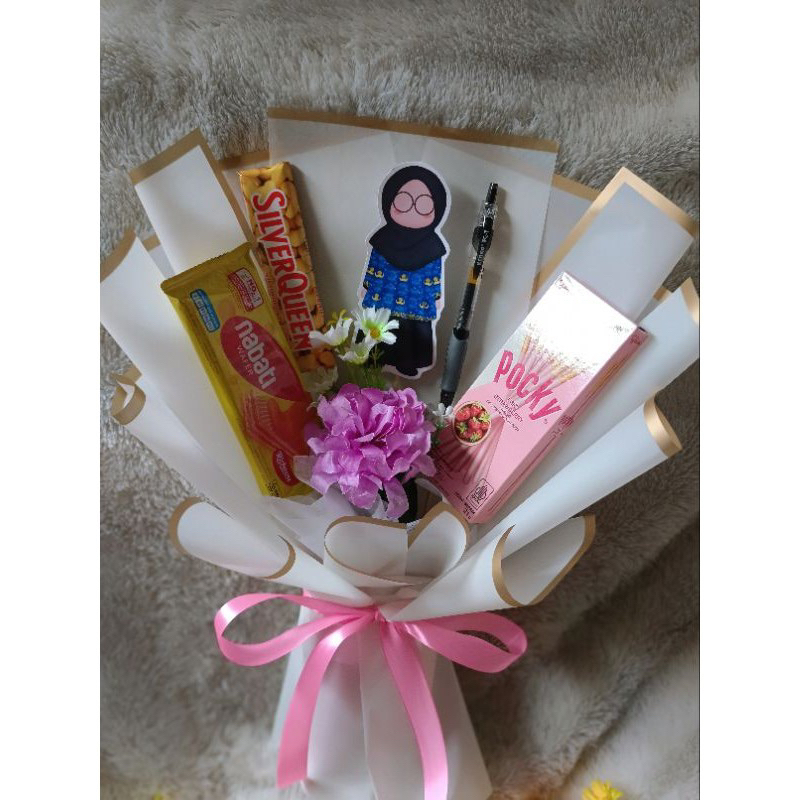 

buket hari guru snack pulpen pocky coklat