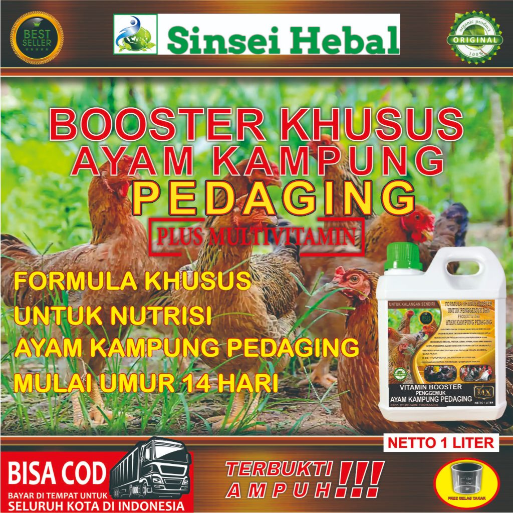 VITAMIN BOOSTER PEMBESARAN AYAM KAMPUNG PEDAGING/ BOOSTER KHUSUS AYAM KAMPUNG PEDAGING1 LITER