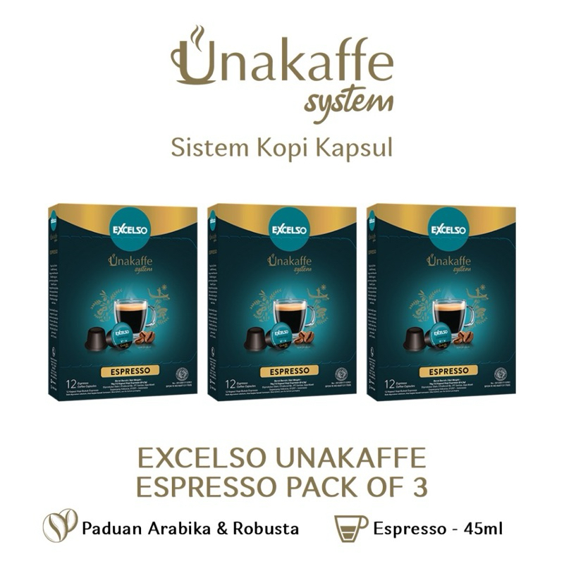 

Promo Paket 3 BOX ESPRESSO Unakaffe Excelso Coffee Capsule