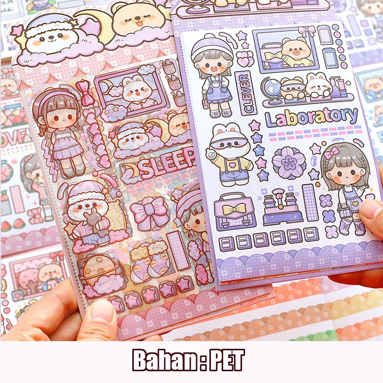 

TLD Dodojam warna seri sticker lucu Manual Pattern Decorative Tape Sticker Gift potong sendiri