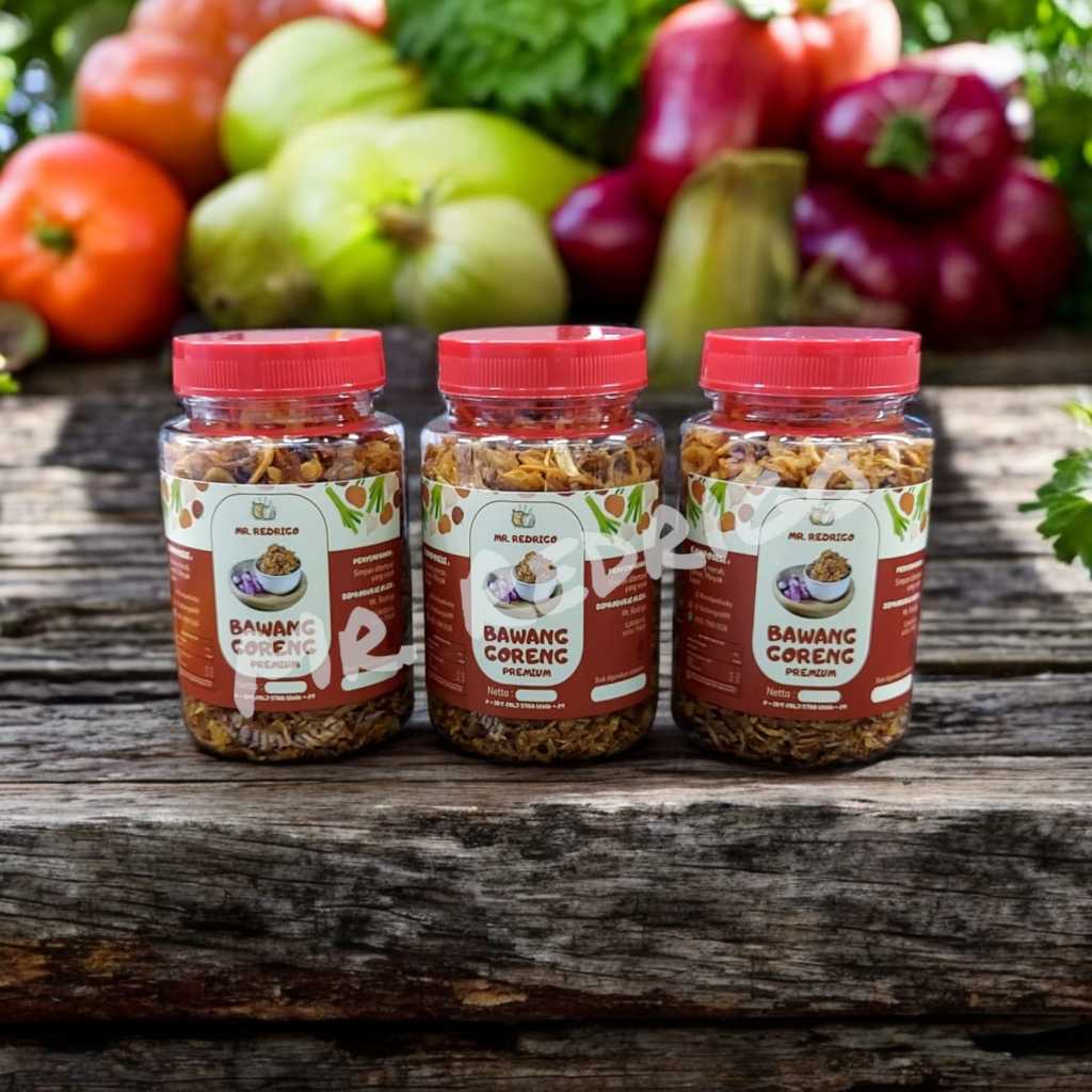 

Bundling 3 Pcs Bawang Goreng Premium Mr Redrigo 100 % Asli - 100 Gr Botol