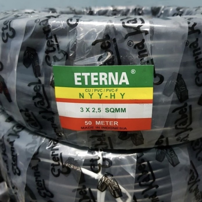 Kabel listrik serabut senur hitam nyyhy 3x2.5 eterna 3 x 2.5mm