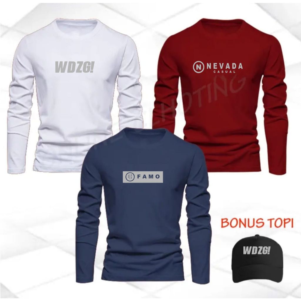 BONUS TOPI  BUY 1 GET 3 PCS KAOS LENGAN PANJANG ( PROMO COD ) HARAPAN STORE JAYA-Kaos Distro Pria-Ka