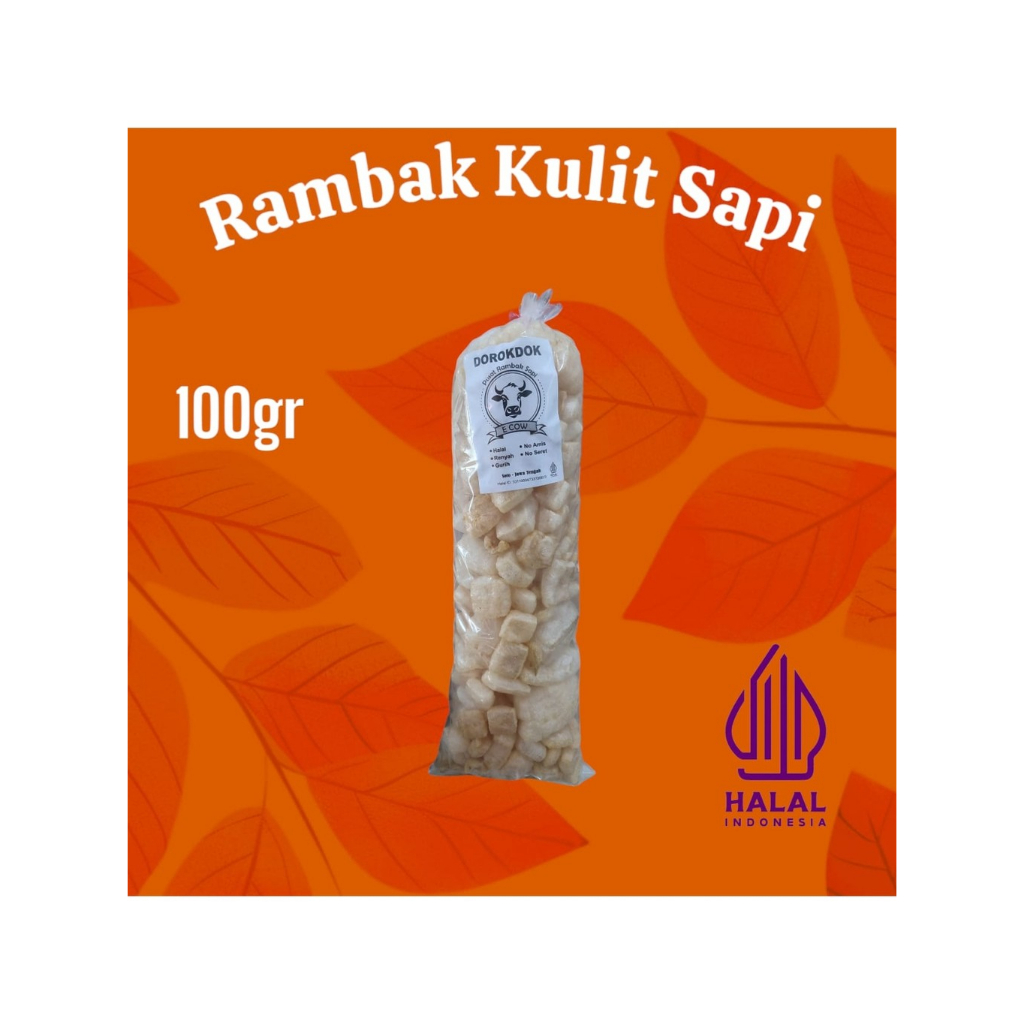 

Dorokdok Kerupuk rambak kulit sapi asli halal gurih renyah 100gr asin gurih