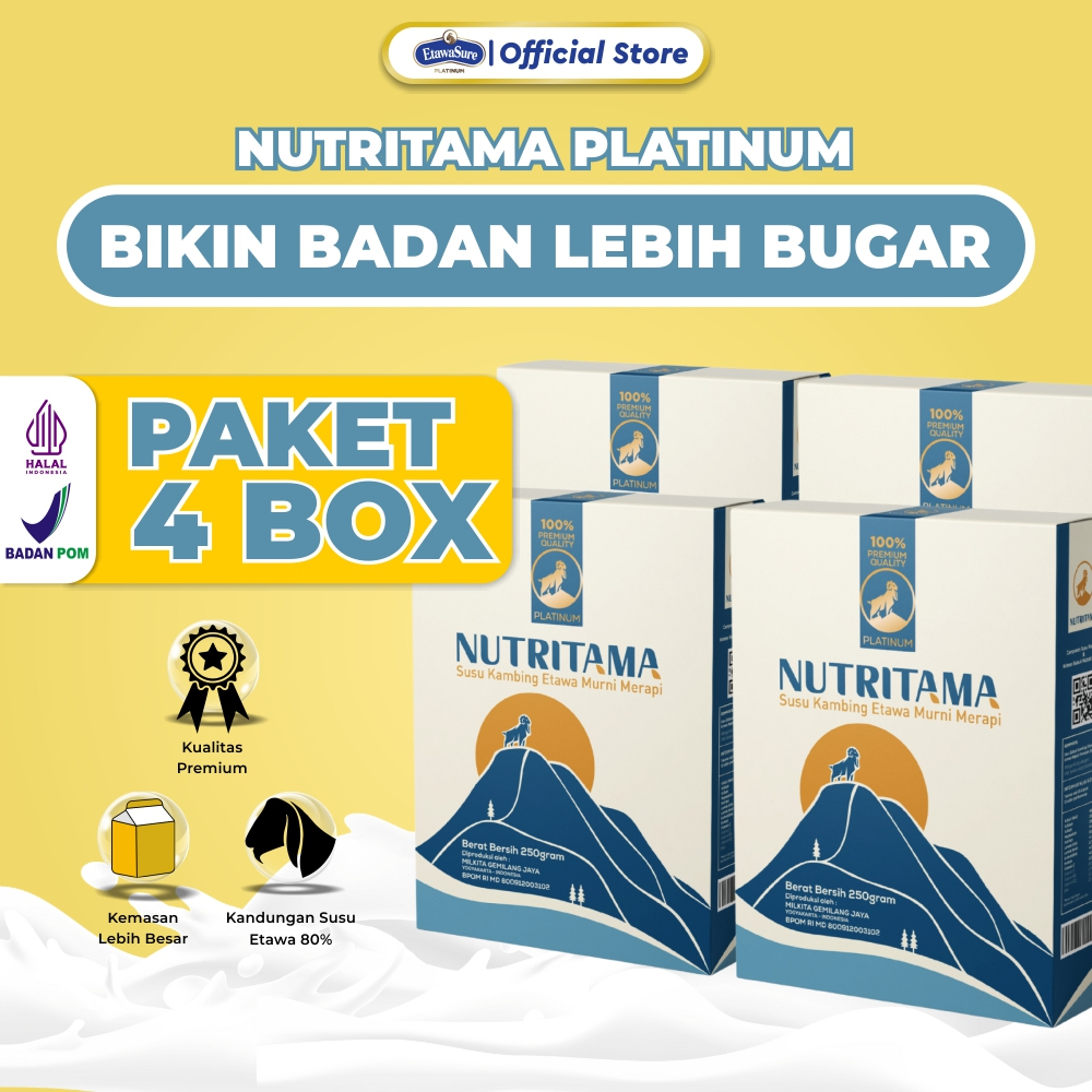 

Susu Kambing Etawa - Nutritama Original BPOM - 4 BOX 1 KG - Susu Terapi Kesehatan Tulang & Sendi