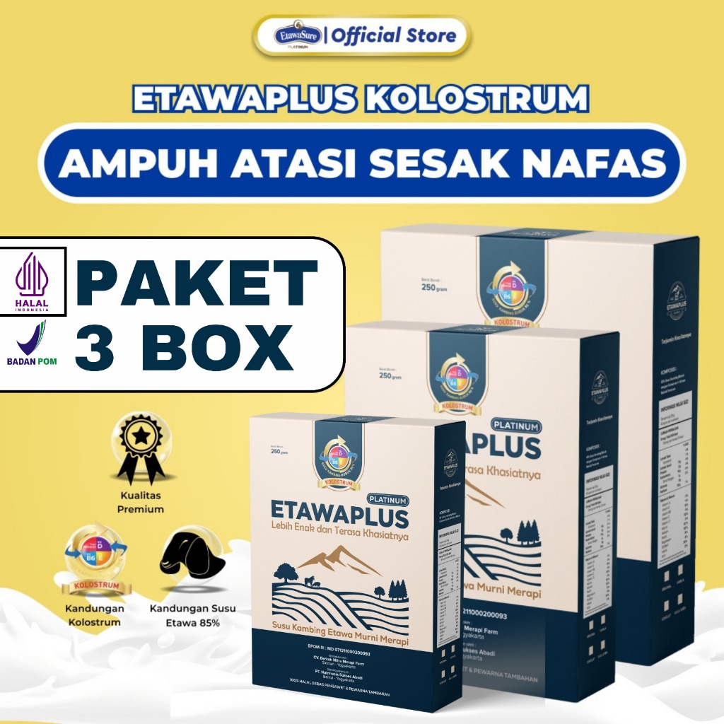

Susu Kambing Etawa Original BPOM - Etawaplus Platinum - 3 Box 750g - Solusi Nyeri Sendi Dan Tulang