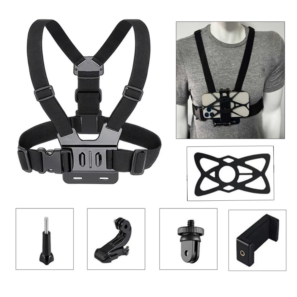 taqtiqtuq Chest Strap Hp Dada Full Set Holder Hp Dada Untuk Vlog Tali Pegangan Hp Go Pro Camera