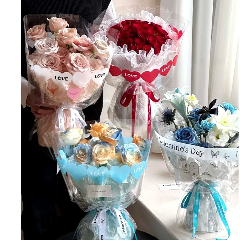 

Plastik Cellophane Buket Wrap Model Valentine LOVE - Wrapping paper flower lace
