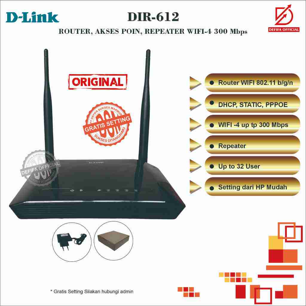 Modem Router Wireless Wifi D-Link Dlink DIR-612 Normal Voucheran Lancar Jaya
