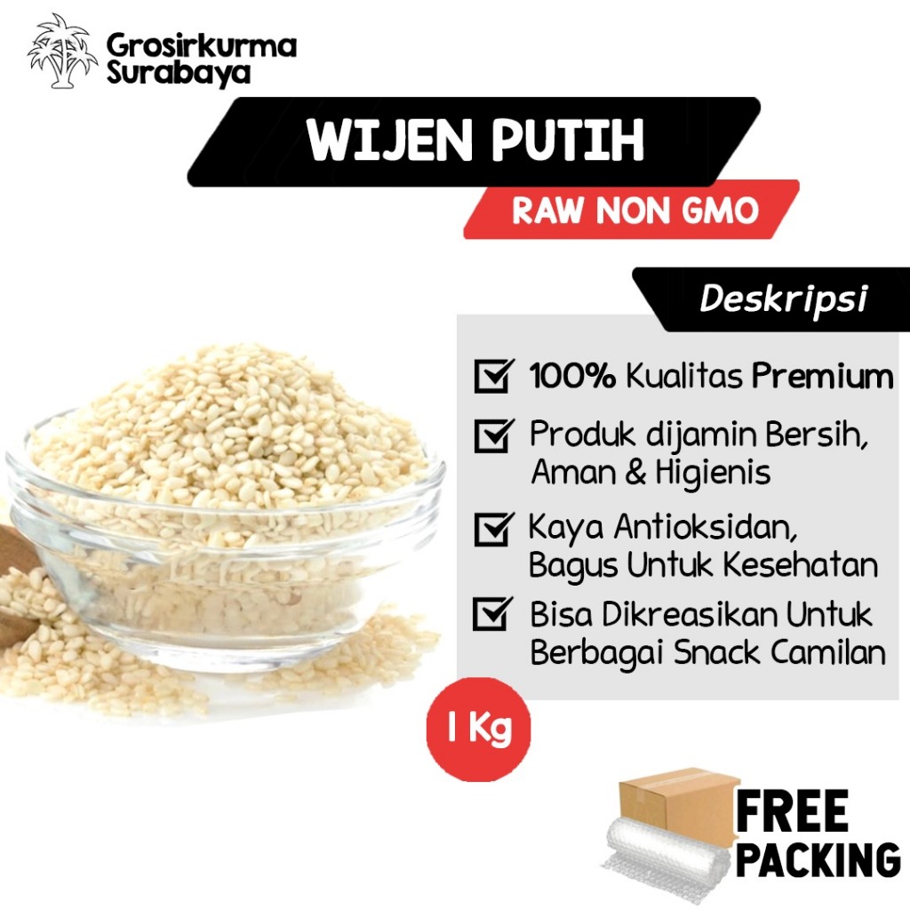 

1KG White Sesame Seeds RAW / Biji Wijen Putih Organic Natural Premium Original sehat bahan kue