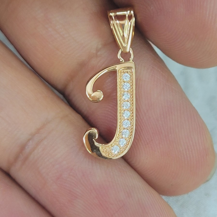 liontin huruf J emas 70% 700