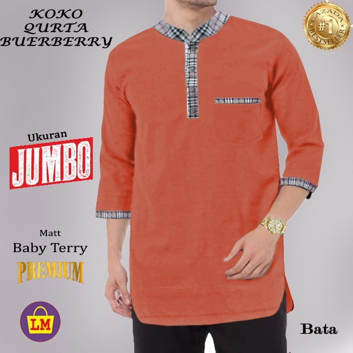 AGRA - BAJU KOKO KEMEJA KURTA PRIA LAKI LAKI DEWASA UKURAN L XL XXL 3XL JUMBO LENGAN TANGAN 3/4 KATU