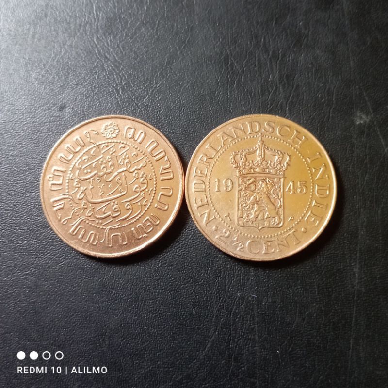 uang koin kuno 2½ sen benggol kerok kerik bekas baik utuh asli
