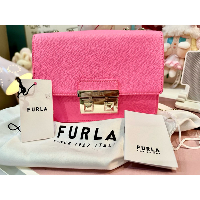 [Ready Stock] Preloved like NEW | Furla Fuchsia Leather Mini Bella Crossbody Bag