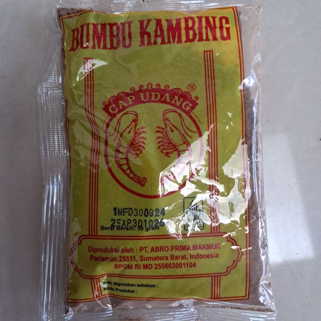 

Bumbu Kambing Cap Udang 250 Gram (5 pcs x 50 gr)