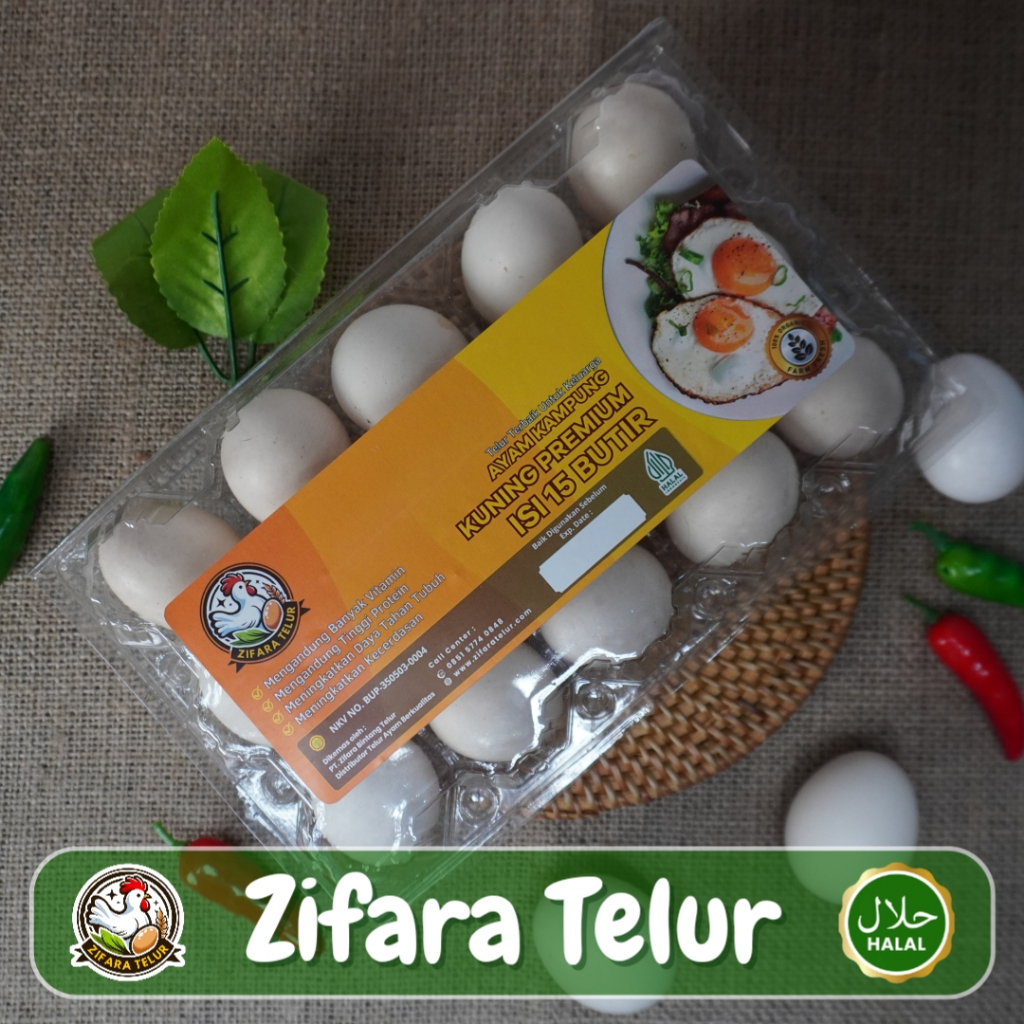 

Zifara Telur - Telur Ayam Kampung Kuning Premium Kemasan Higienis isi 15 Butir