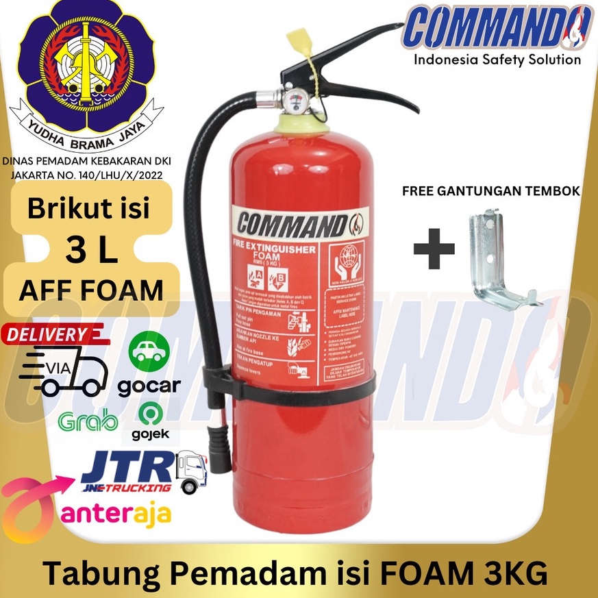 Dijual kakak APAR FOAM 3 KG COMMANDO  AFF FOAM 3 L  Komplit Set