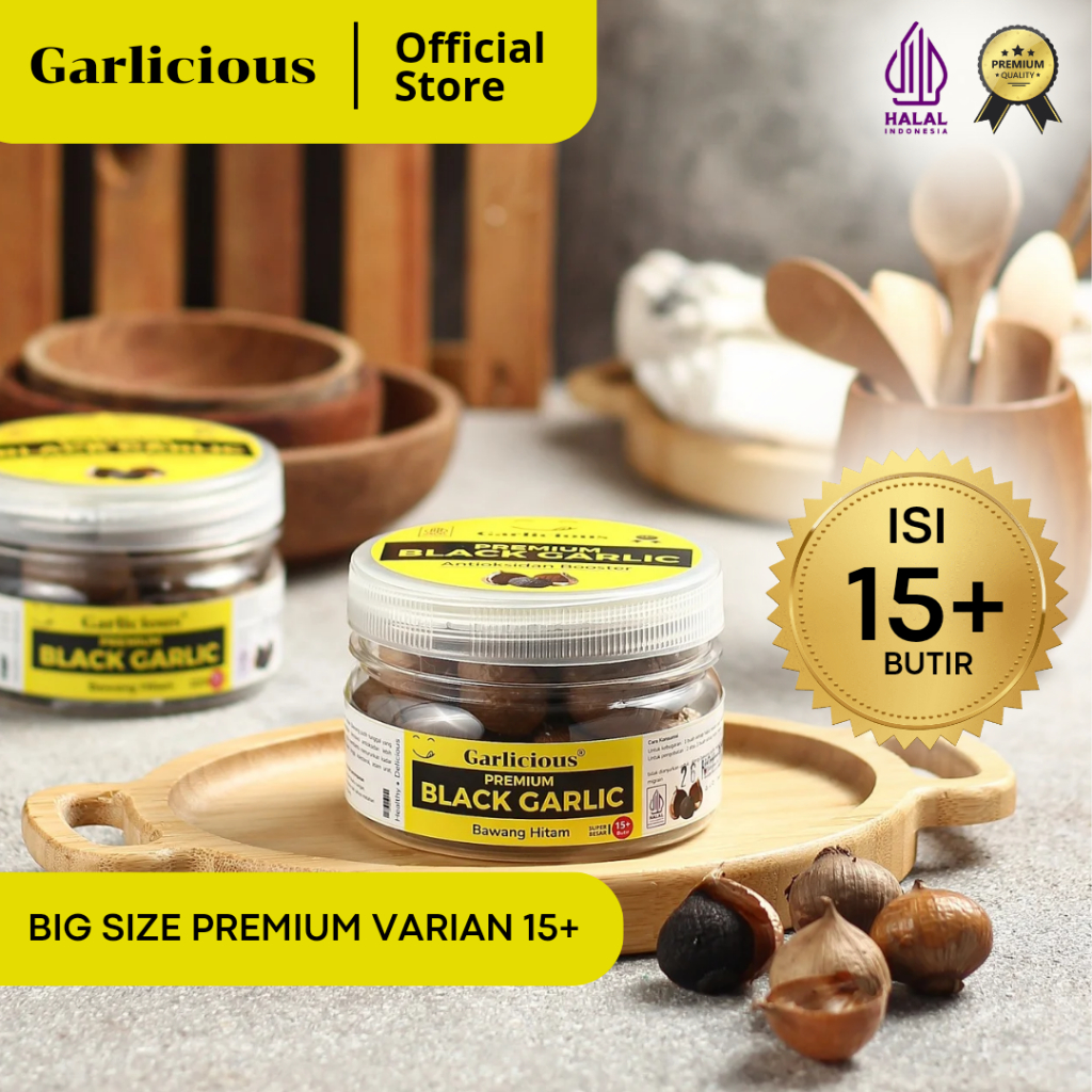 

Garlicious Black Garlic isi 15+ Besar | Bawang Hitam Premium | Black Garlic Premium Original Bawang Putih Hitam Tunggal | Black Garlic Solo