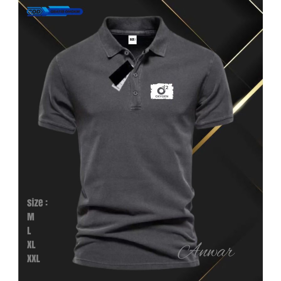 Polo Oxigen Motif Lengan Pendek Polo Kerah Baju Pria Wanita Dewasa Kaos Murah Atasan Casual Premium