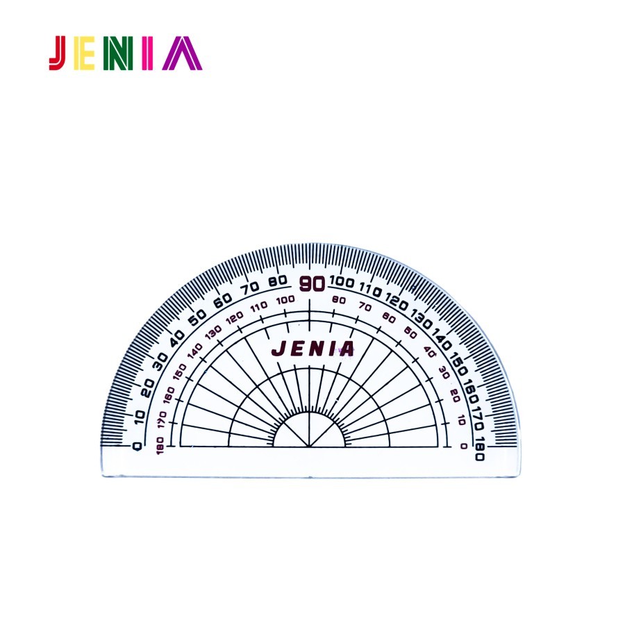 

Penggaris Bening Busur Derajat Jenia 180/10cm