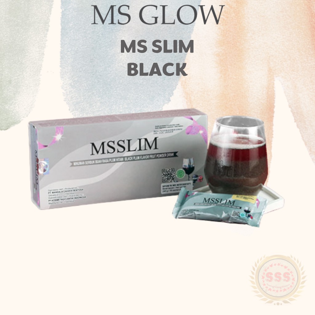 MS GLOW BEAUTY MS Slim MS Black Slimming Drink Minuman Serbuk Pelangsing Tubuh Diet Rasa Buah Plum H