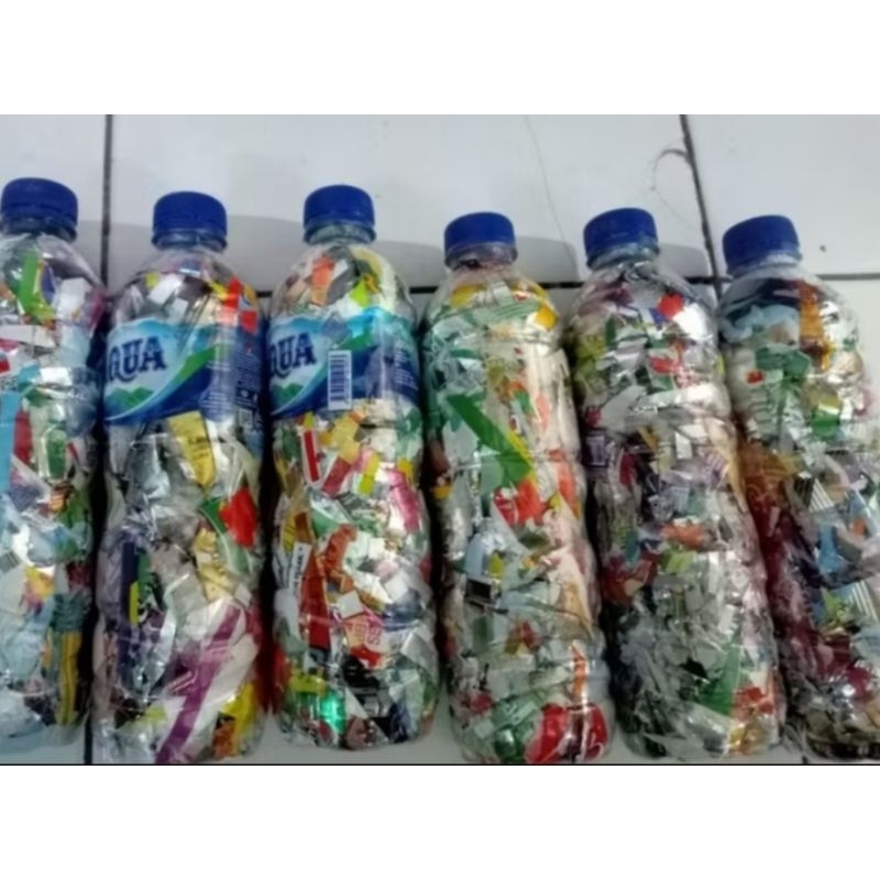 Ecobrik ( botol Aqua/vit/lemineral) berat 200-250gram
