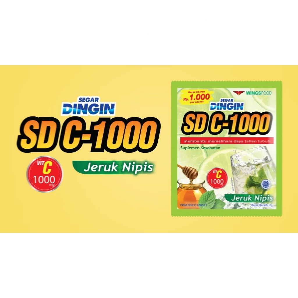 

Segar Dingin Vitamin C 1000 mg sachet bijian eceran SD C-1000 Jeruk Nipis Hijau Jaga Imun Tubuh