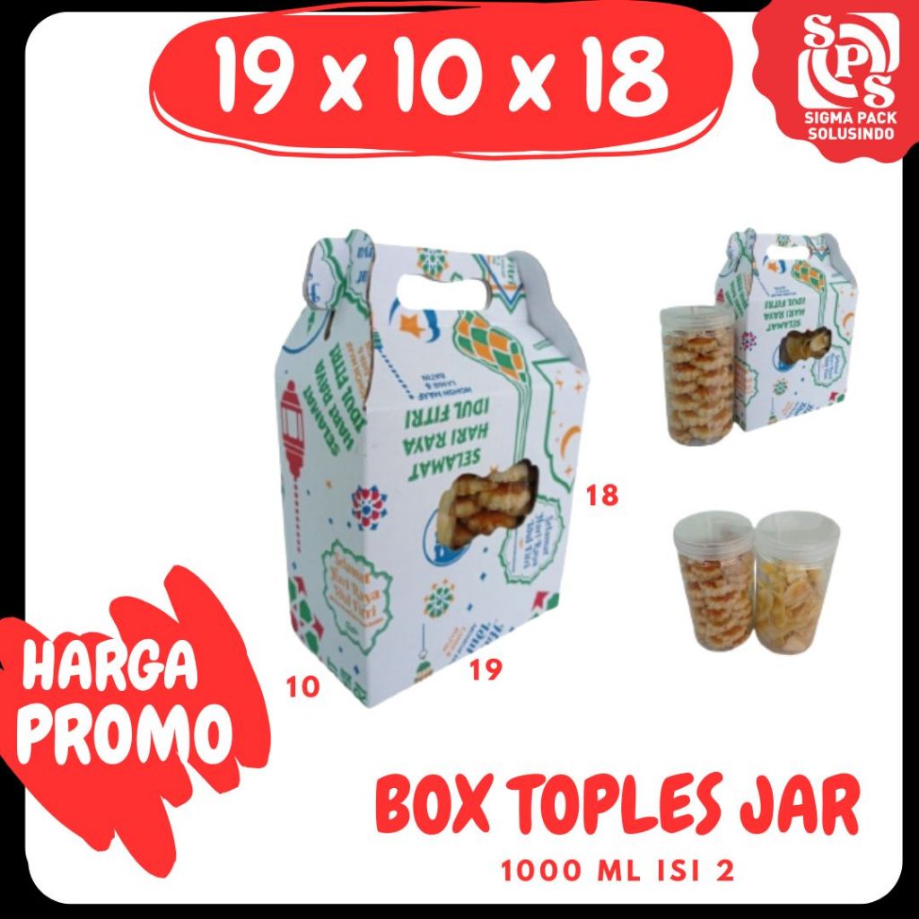 Box Kue_Kering 19x10x18 Jinjing (KUKER TOPLES JAR 1000 ml ISI 2) Box Toples Tabung Jinjing Kardus Le