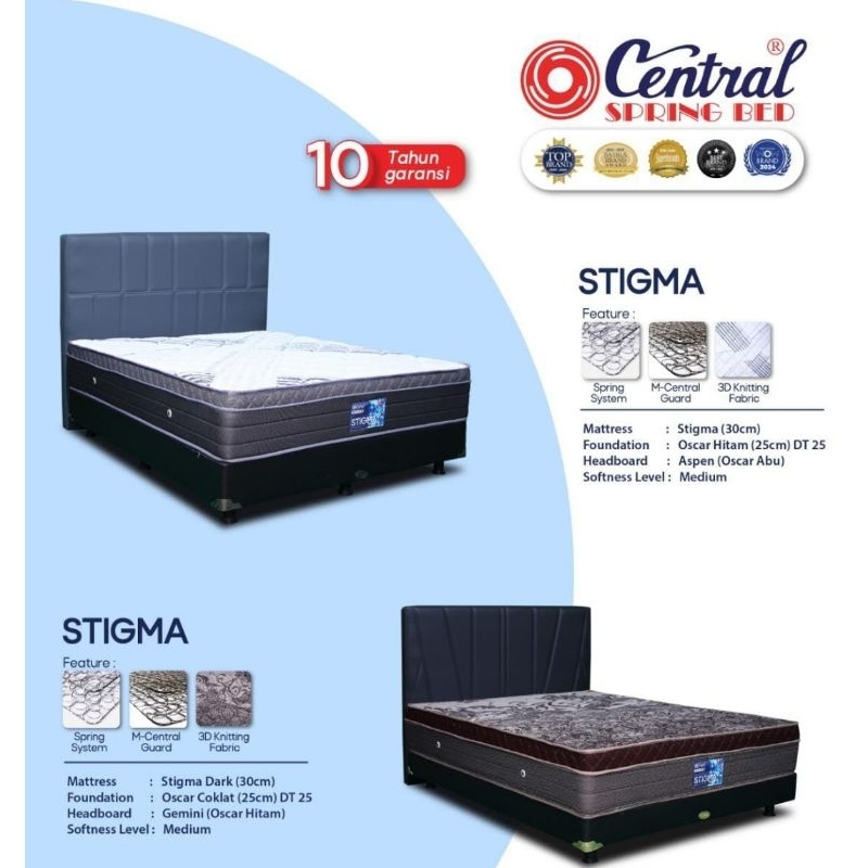 Kasur Springbed Central Stigma plushtop / Central springbed stigma plush top tinggi 30cm