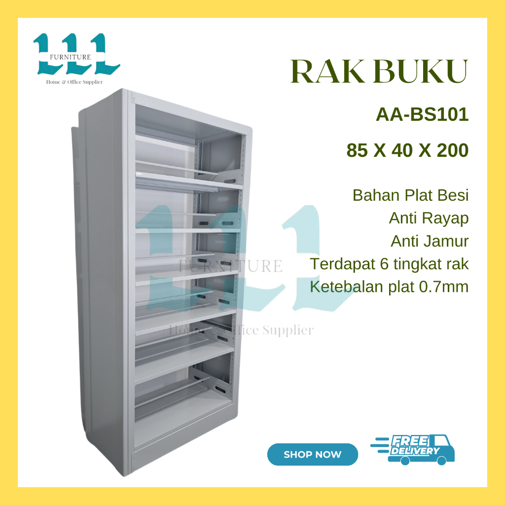 Rak Buku AA-BS101 | Rak Buku Besi - Rak perpustakaan Besi