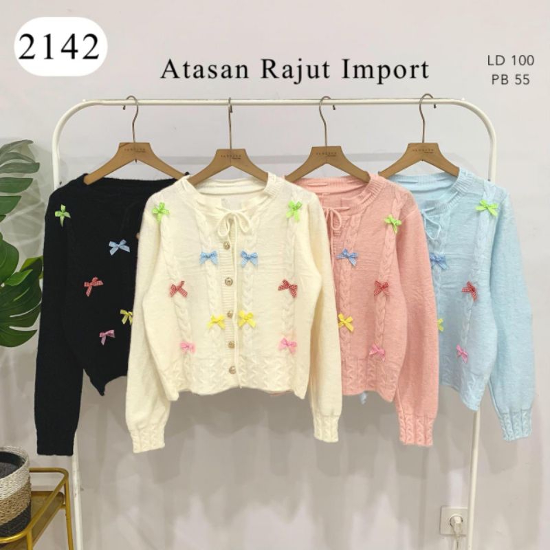 ARB - VNS - 2142 - Atasan Cardi Rajut Pita Warna