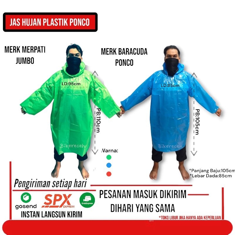 Mantel Jas Hujan Plastik Poncho Baju Atasan saja Murah Grosir