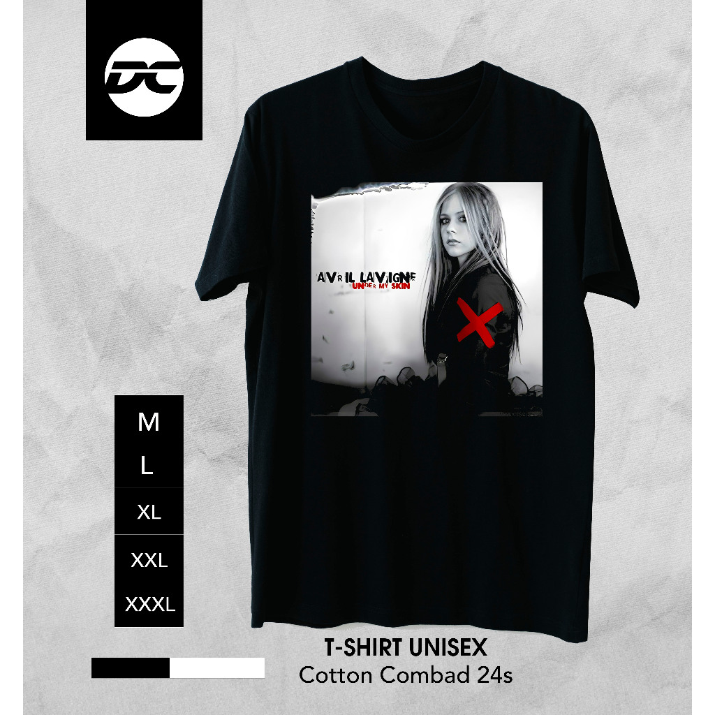 KAOS AVRIL LAVIGNE UNDER MY SKIN / KAOS BAND AVRIL LAVIGNE / BAJU MUSIC PRIA WANITA