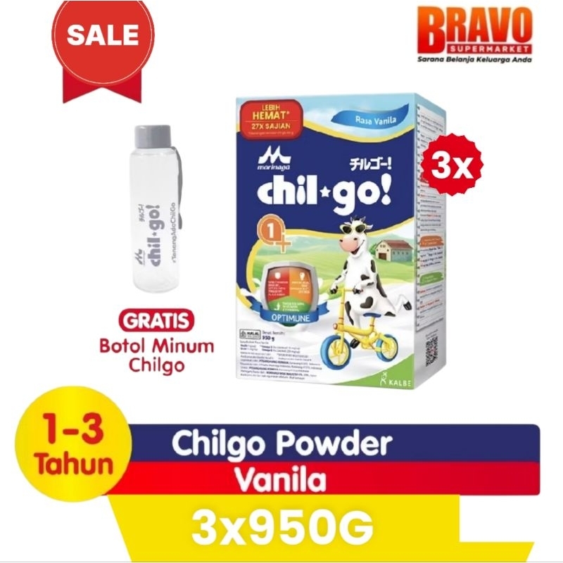 

[3x950g Free Bottle]Morinaga Chil go Powder 1+ Vanilla || Madu 950g