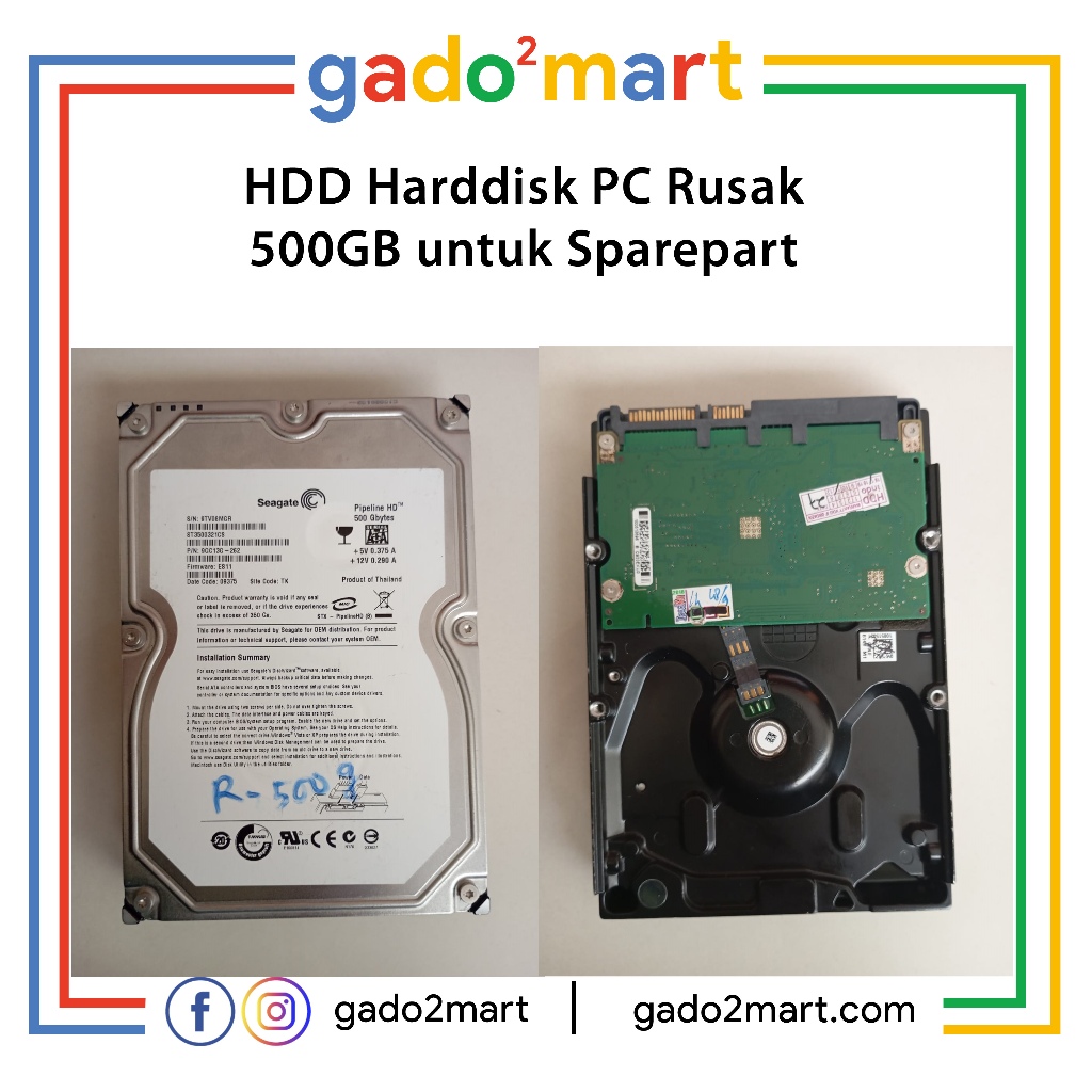 HardDisk Bekas 500 GB Kondisi Rusak Untuk Spare Part