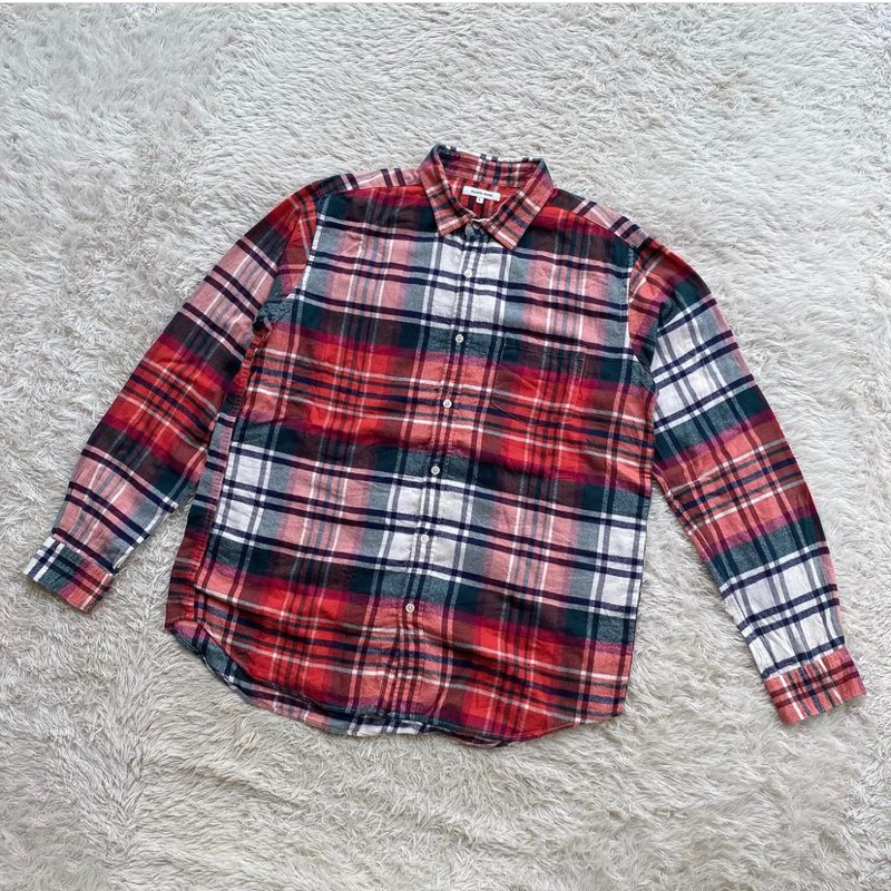 Global Work Kemeja Flannel Long Sleeve Check Shirt Oversized Fit
