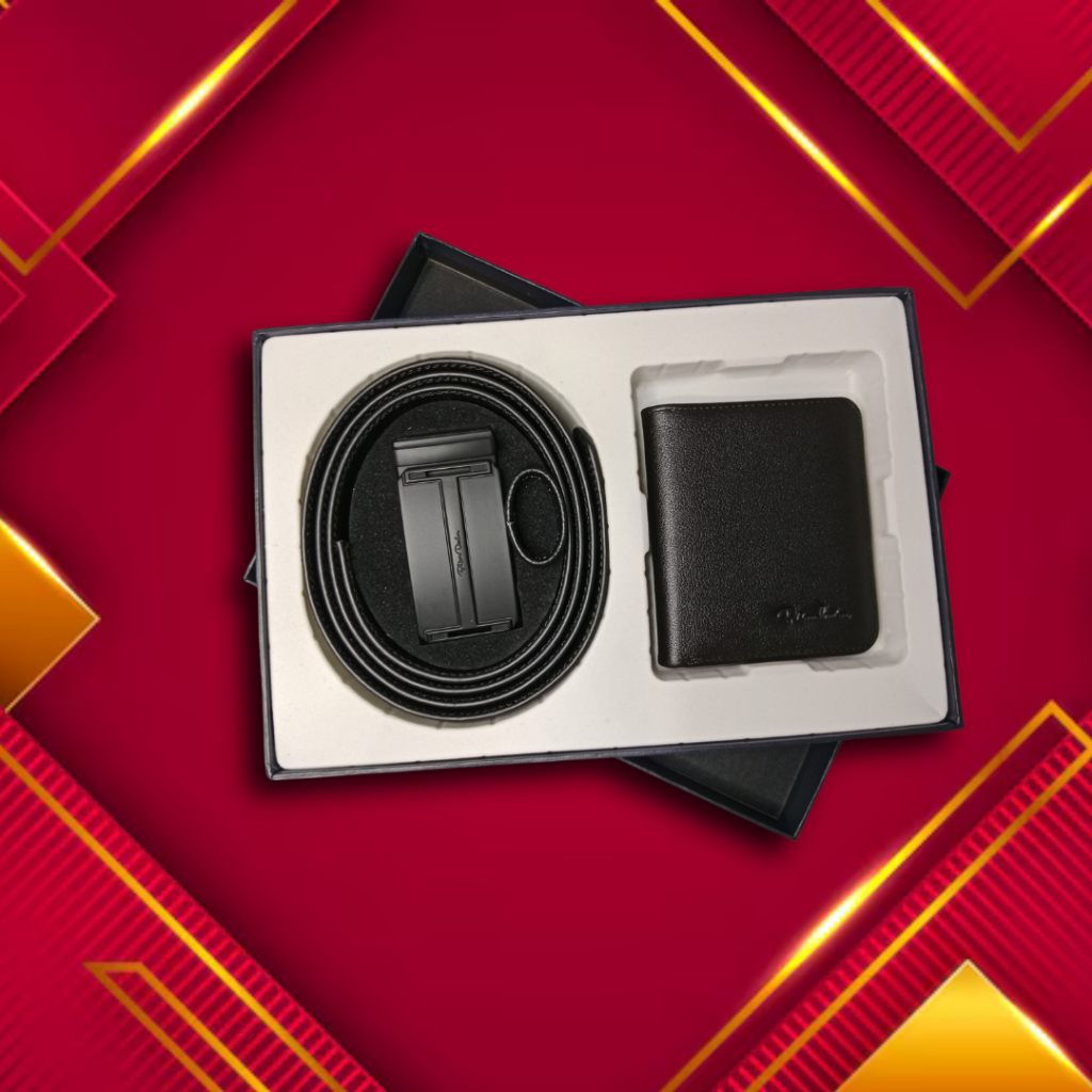 Ikat Pinggang Dompet Pria Set Kulit Asli Bison Denim Original