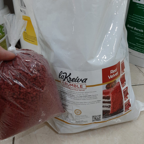 

La Kreiva Crumble Remahan Biskuit Siap Pakai 250Gr Repack - Red Velvet